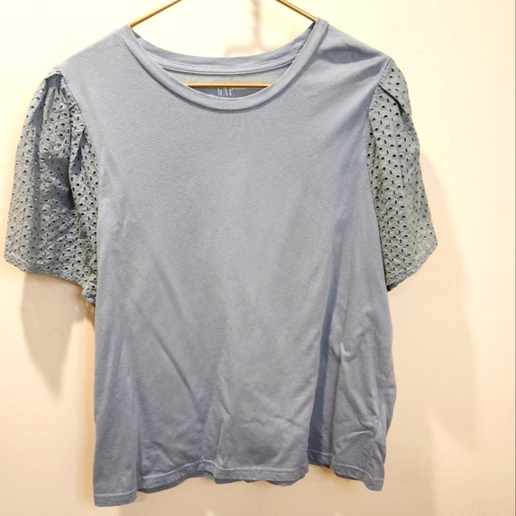 GAP 100% Cotton Short Sleeves Embroidered Casual Top Size L - Picture 1 of 6